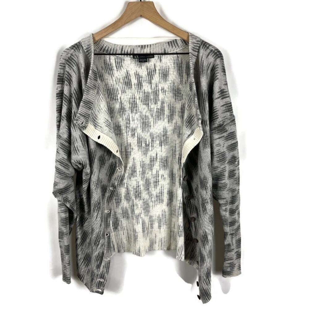 Armani Exchange Men’s Gray Patterned Cardigan | Lightweight Button-Up | Size S